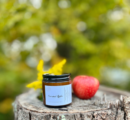 Caramel Apple Scented Candle - 4 oz Soy Candle - Hand-Poured, Fall Scent, Cozy Autumn Candle