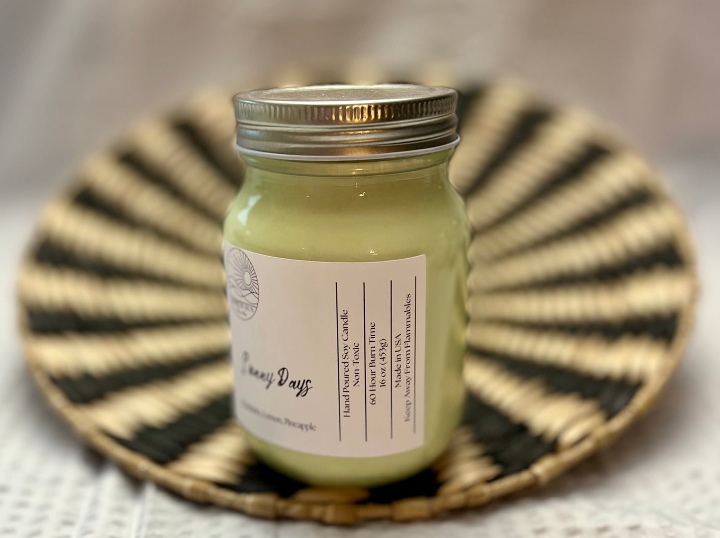 Sunny Days Candle - 16 oz Bright & Cheerful Scent | Hand-Poured Soy Wax | Uplifting Home Fragrance