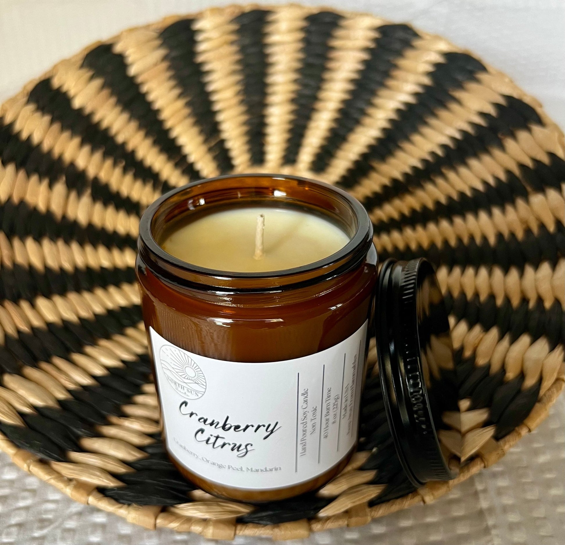 Cranberry Citrus Candle - Festive & Zesty Scent | Hand - Poured Soy Wax | Vibrant Home Fragrance - North Sun Scents